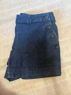 Banana Republic Dark Blue Denim Shorts with Side Button Detail